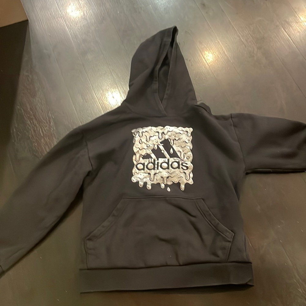 Cool black adidas hoodie and silver decoration